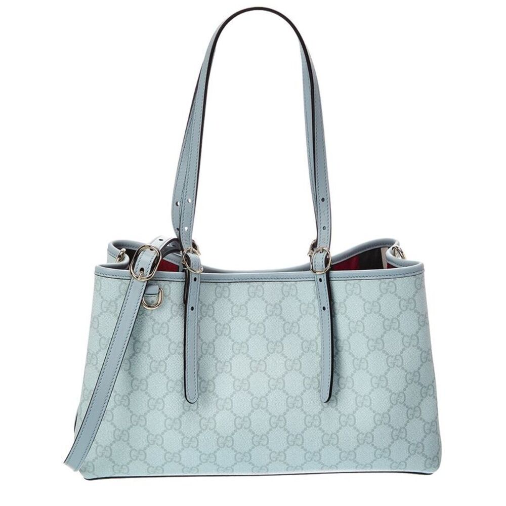 Gucci Medium Gg Supreme Canvas & Leather Tote, Blue